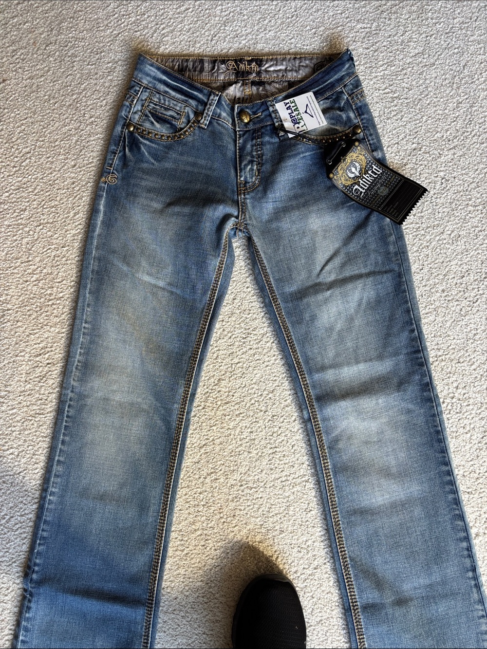 Adika Women's Light Blue Straight Leg Jeans with Faded Wash